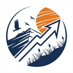 Mountain Growth Arrow Icon – Business Success and Progress Concept.