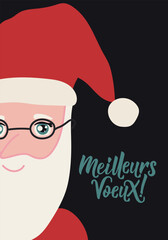 Christmas cards. Text in French - Best wishes. Meilleures voeux. Holidays lettering. Postcard design. Greeting card with hand drawn lettering.