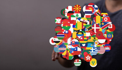 Abstract conceptual image representing international relations, global communication and...