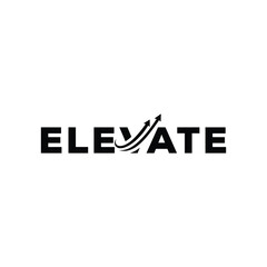 elevate text logo design, arrow financial graphic vector icon	