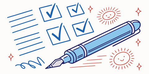 Hand Drawn Blue Highlights and Underlines Set – Crayon and Marker Emphasis Elements, Pen Check Marks, Scribbles, Doodle Accents for Notes, Design, and Digital Illustration