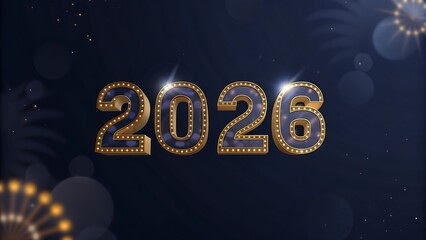 A celebratory display of the year two thousand twenty six with festive lights around