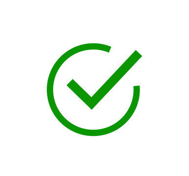 green check mark icon inside semicircle