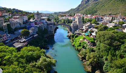 A view from the historic city of Mostar in Bosnia and Herzegovina