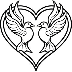 Doves forming heart shape isolated on white background isolated on transparent background