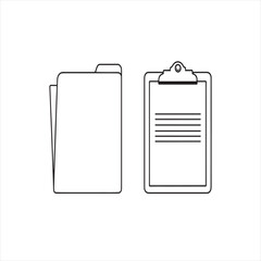  An illustration of a document folder and a clipboard with organized paperwork. 