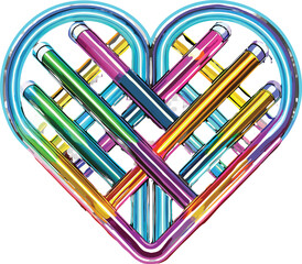 Heart shape neon light isolated on white background isolated on transparent background