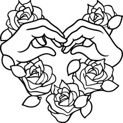 Heart shape hand gesture isolated on white background isolated on transparent background