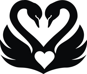 Swans forming heart shape isolated on white background isolated on transparent background