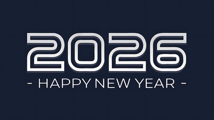A digital rendering of the year two thousand twenty six with happy new year text below
