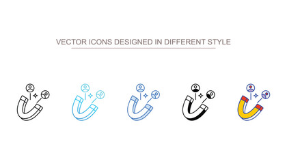 Customer Attraction icons set different style vector stock with white background