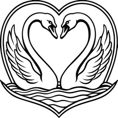 Swans forming heart shape isolated on white background isolated on transparent background