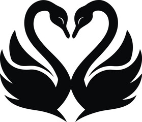 Swans forming heart shape isolated on white background isolated on transparent background