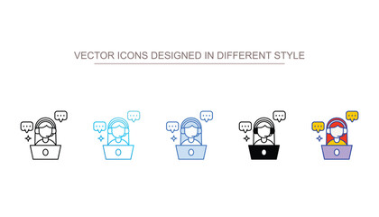 Live Chat icons set different style vector stock with white background