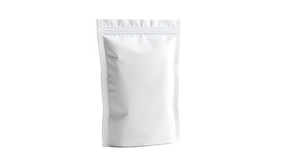 White resealable pouch isolated on a transparent background packaging blank