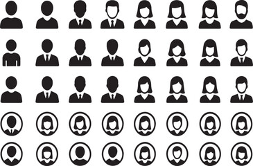 User Icon Vector Set – Profile and People Silhouette Collection for Business, Corporate, and Web Design