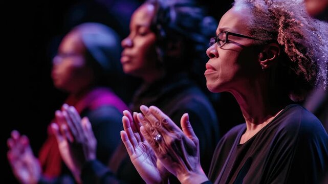 Women in a choir giving applause