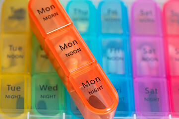 7 Day Weekly Pill Box for 3 Times a Day (Morning, Noon, Night), Daily Portable Travel Pill Box Organiser with different pills or vitamins inside