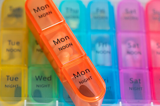 7 Day Weekly Pill Box for 3 Times a Day (Morning, Noon, Night), Daily Portable Travel Pill Box Organiser with different pills or vitamins inside