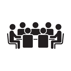 Group of people sitting around a table in a meeting or discussion icon