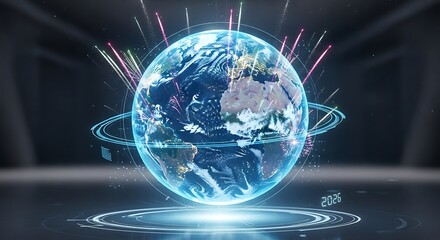Global network technology connecting business data around the digital earth