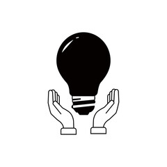 “Hands Holding Light Bulb Vector Icon – Innovation and Idea Concept”