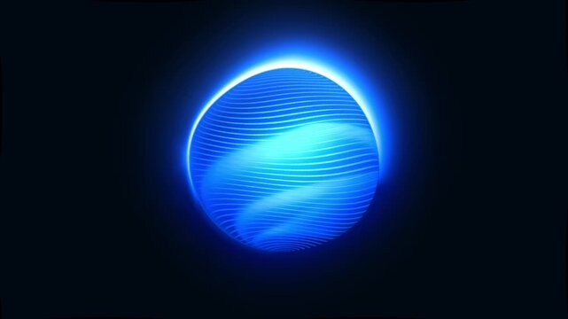 Abstract technology, science, and engineering, energy orb in space. Blue 3d sphere seamless motion. Artificial intelligence, neural networks, machine learning. Future technology and innovations. 4k