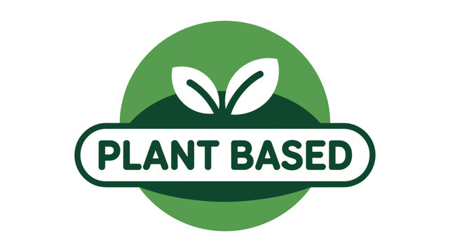 A green circular badge with the words 'PLANT BASED' in white text.