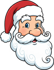 Detailed Santa Claus Vector Portrait Illustration Face on transparent background - Christmas Cheer