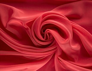 Obraz premium Elegant Red Chiffon Fabric Swirl - Luxurious Texture and Delicate Drape.