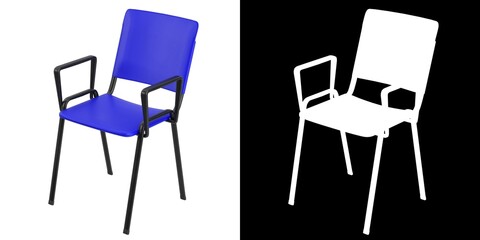 3D rendering illustration of a conference plastic chair with metal frame