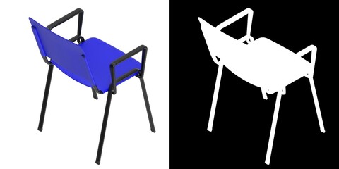 3D rendering illustration of a conference plastic chair with metal frame