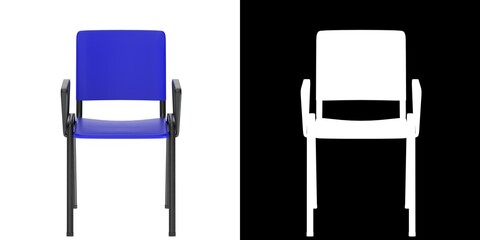 3D rendering illustration of a conference plastic chair with metal frame