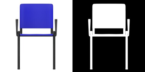 3D rendering illustration of a conference plastic chair with metal frame