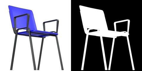 3D rendering illustration of a conference plastic chair with metal frame