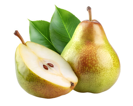 pears isolated on transparent white background full depth of field clipping path - Powered by Adobe