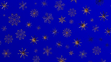Elegant gold snowflakes on a rich blue backdrop. Perfect for Christmas, winter holidays, and seasonal designs. Ideal for backgrounds, patterns,