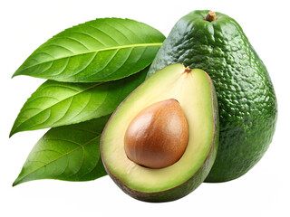  avocados isolated on transparent white background full depth of field clipping path