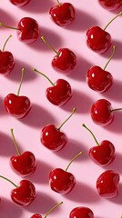 seamless background with cherries illustration made with Generative AI