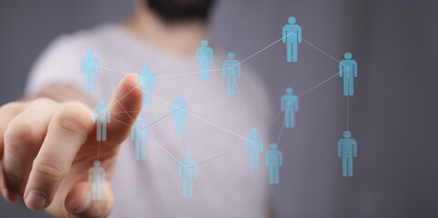 Connecting people, community, network, social media, technology, global communication and business. Human interaction, digital concept and teamw