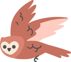 Description:
Minimalist flat illustration of a flying owl in warm earthy tones with outstretched wings, representing wisdom, night, and mystical symbolism in a soft modern style.