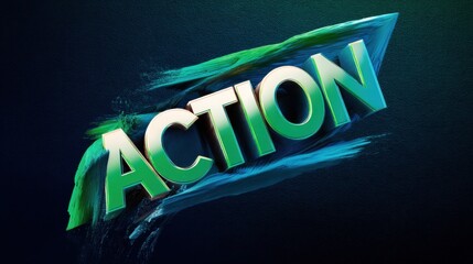 Dynamic action design with bold letters and vibrant colors for visual impact in creative projects