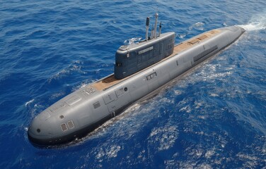 Minimalist periscope emerging from ocean surface showcases stealth and underwater presence