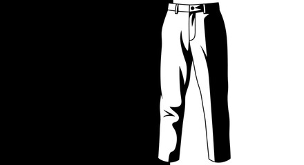 Obraz premium Black and white illustration of a pair of pants with a belt.