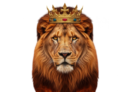 Majestic lion king crowned powerful regal symbol fierce majestic animal king