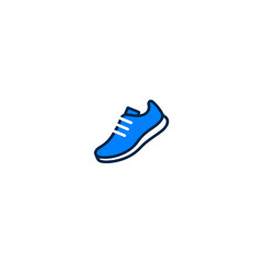 Bright blue running shoe icon on white background, perfect for sports and fitness
