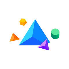Geometric Shapes Illustration Colorful 3D Figures, Design Elements for Graphics