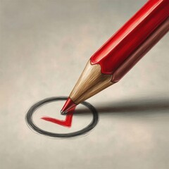 Red pencil with check mark illustration made with Generative AI