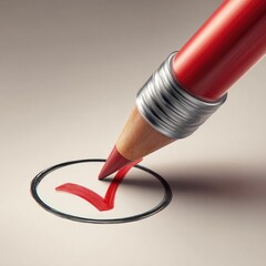 Red pencil with check mark illustration made with Generative AI