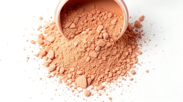 Loose Powder Makeup Spilled From Container.